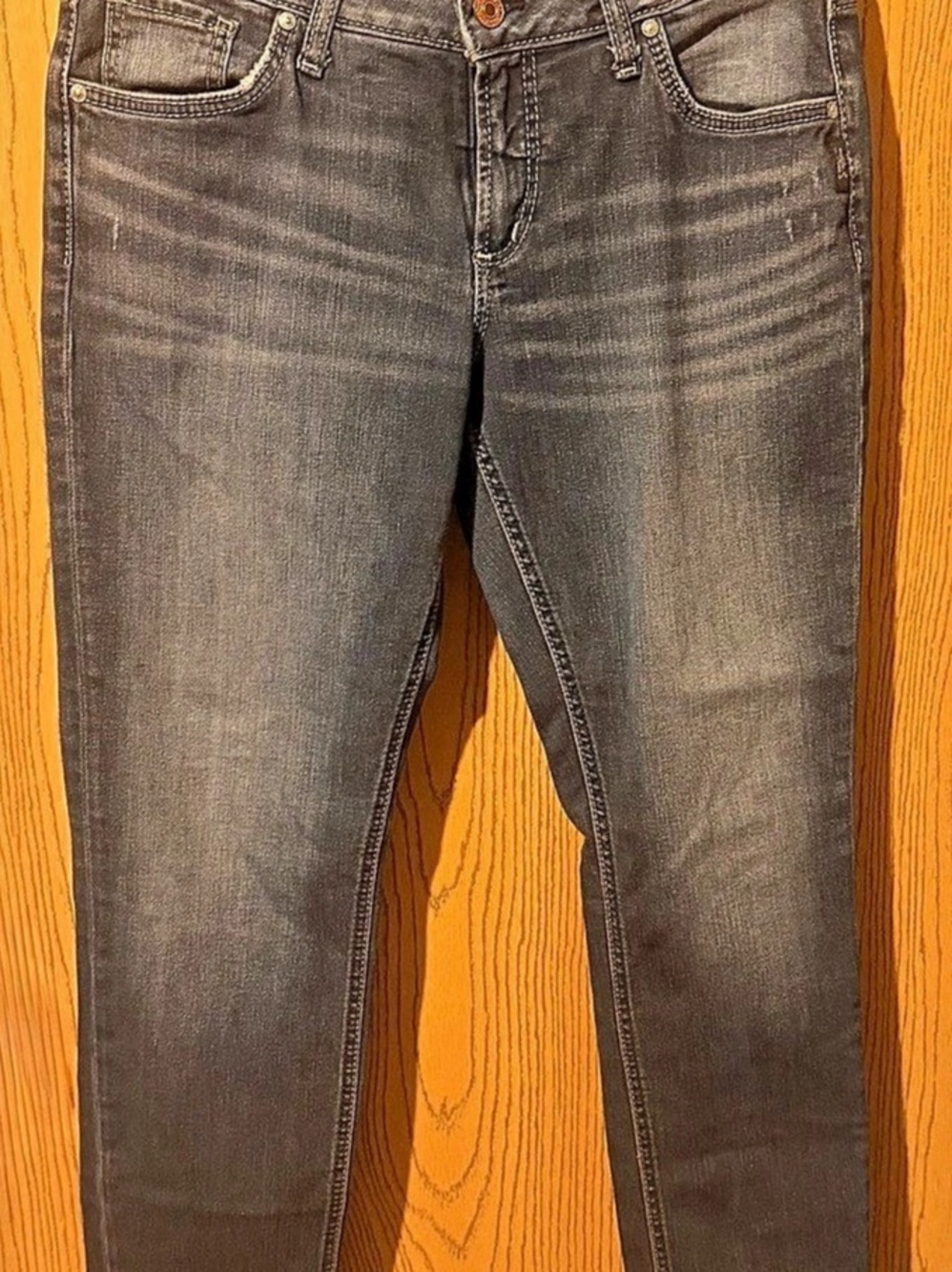 Silver Boyfriend Straight Leg Skinny Jeans